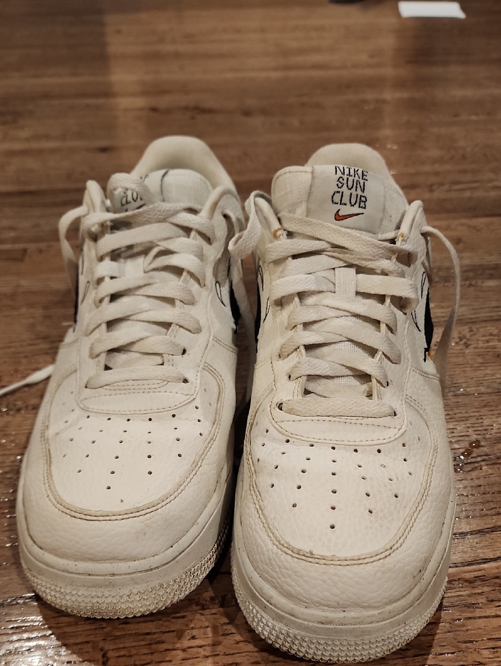 Nike Cream Leather Low-Top Sneakers with Black Swoosh